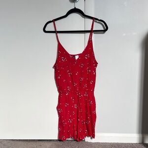 H&M Red Floral V-Neck Top